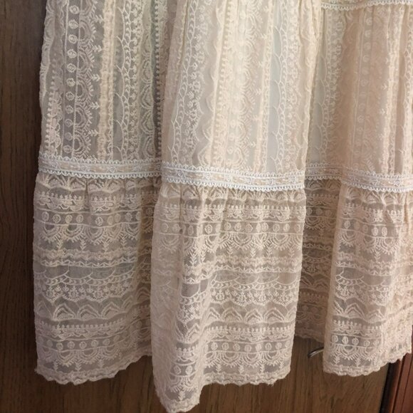 Sundance Dress XS Cream Lace Short Sleeved Fit & Flare w/Slip NEW Boho Romantic - Picture 6 of 6